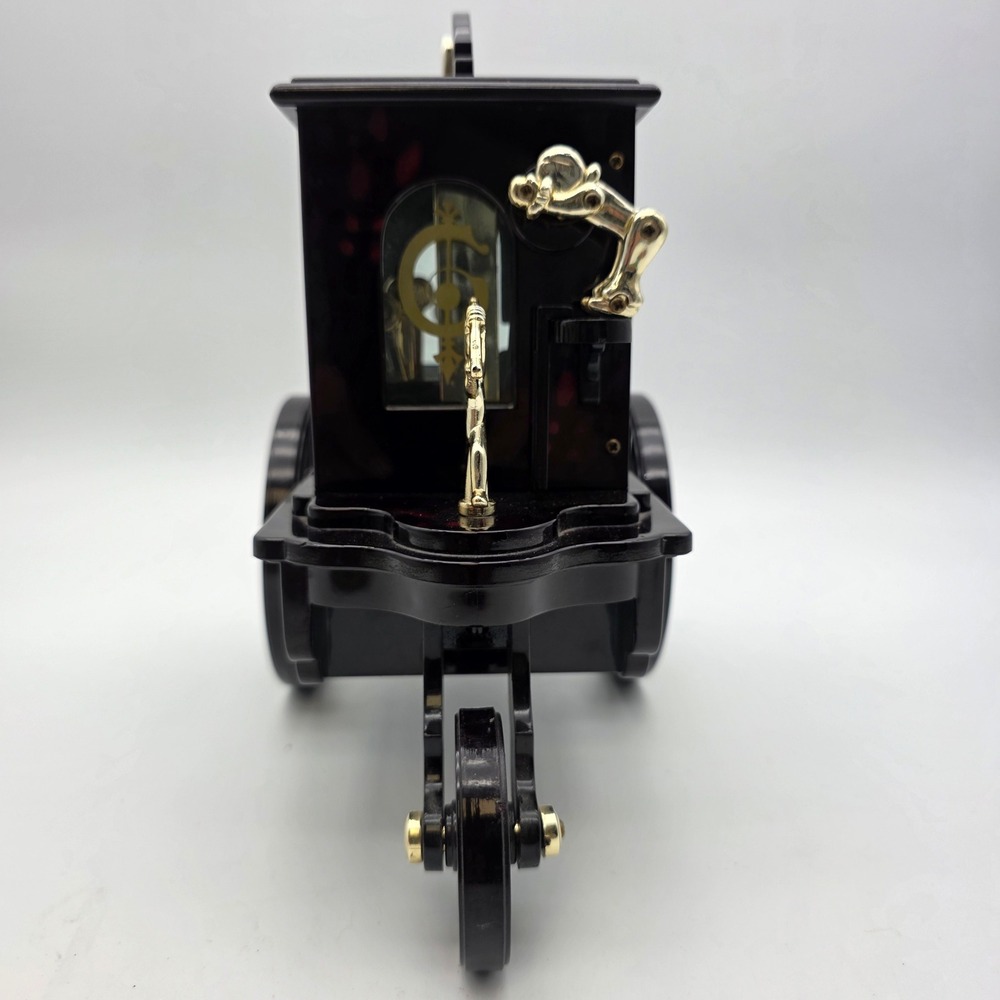 Pierrot Stranger Organ Music Box Vintage Carriage Jewelry Box Black Red 8.5in - Picture 2 of 7